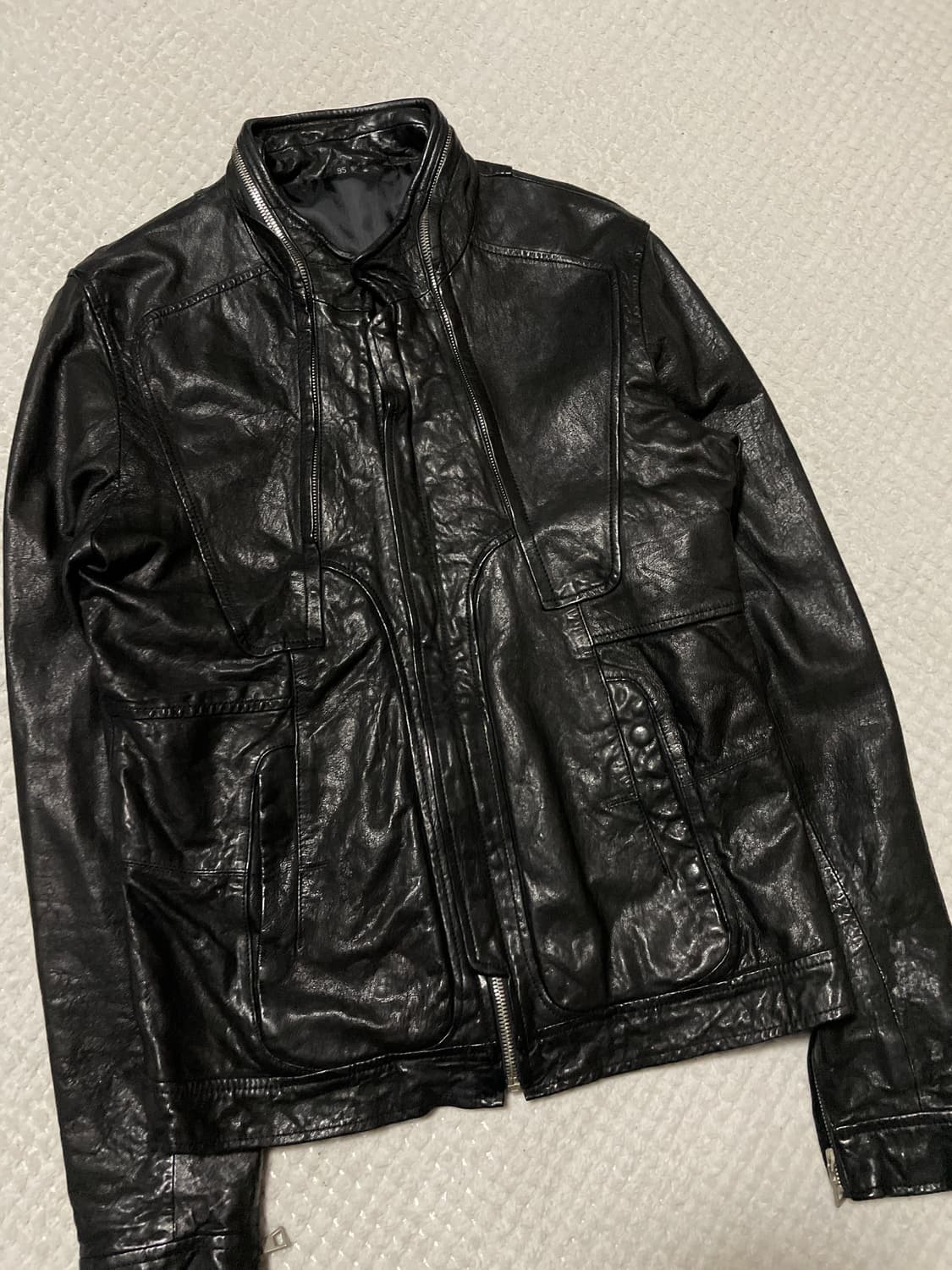 광희시장 웨스턴 무드 램스킨 양가죽 절개 레더 자켓 상품이미지8