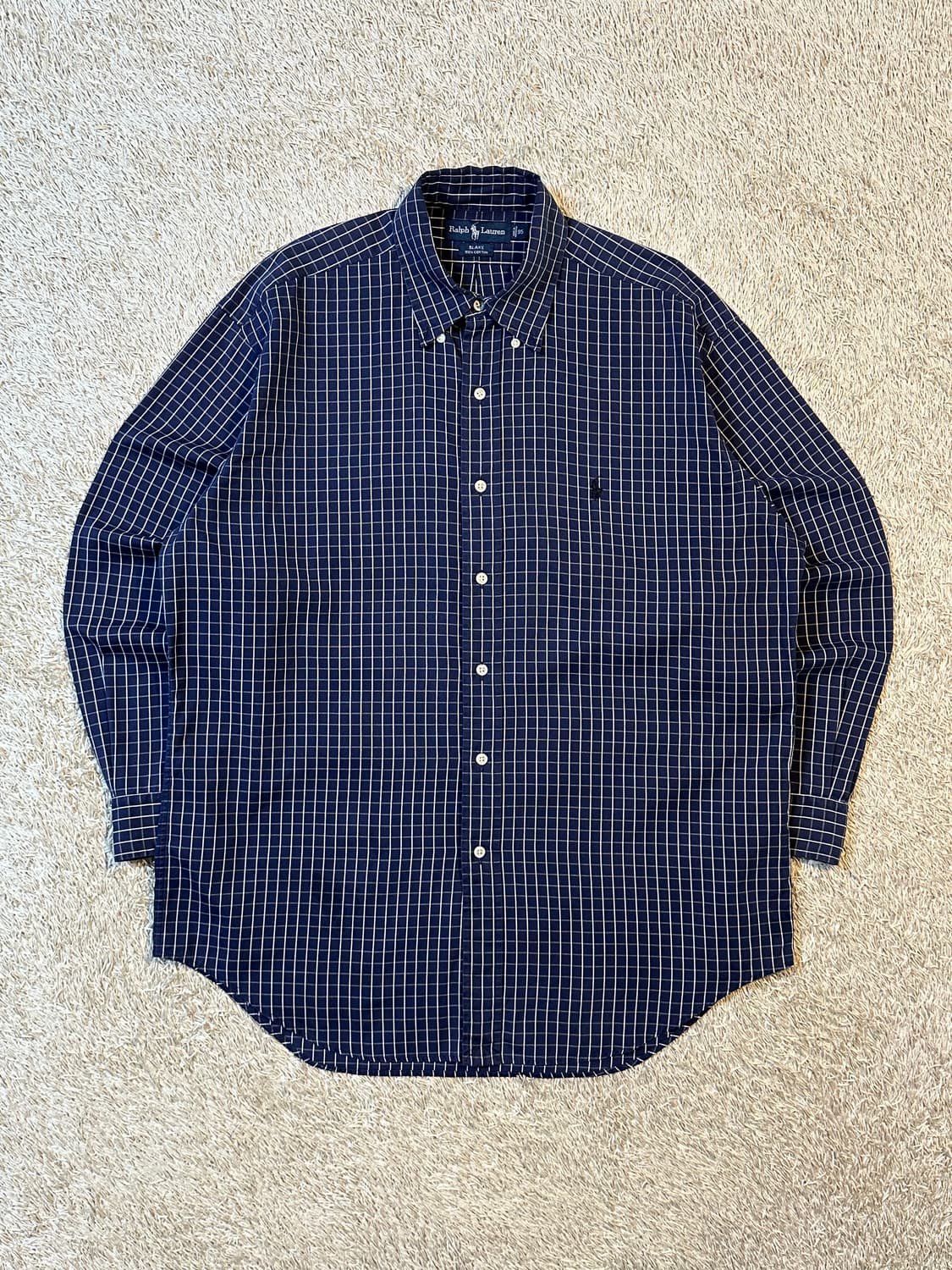 폴로 랄프로렌 POLO 네이비포니 코튼 체크셔츠 네이비 상품이미지1
