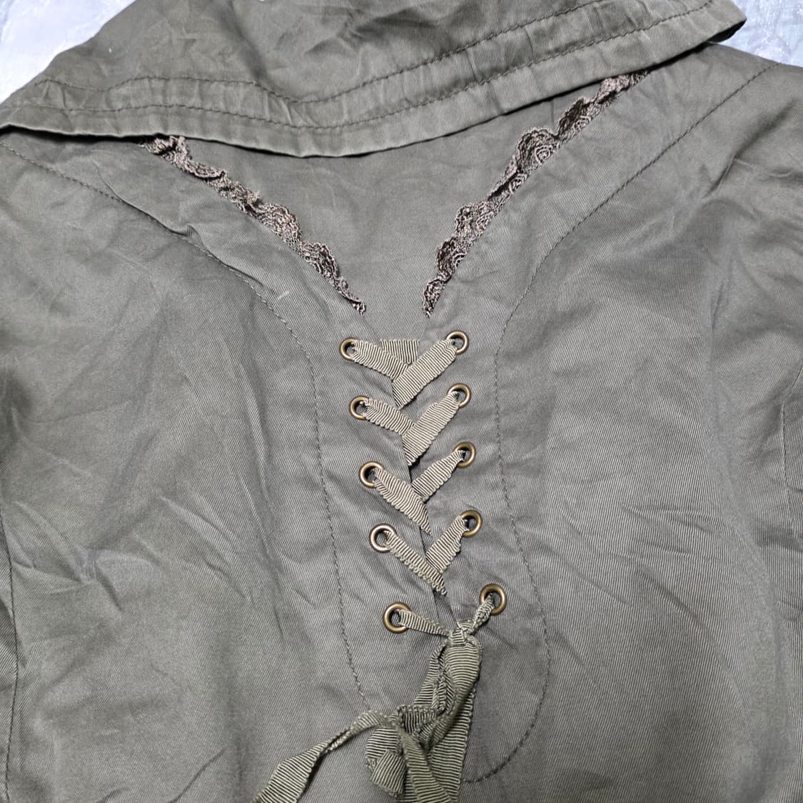 엑시즈팜 레이스 카키 야상 점퍼 그런지페어리 모리 너드 상품이미지7