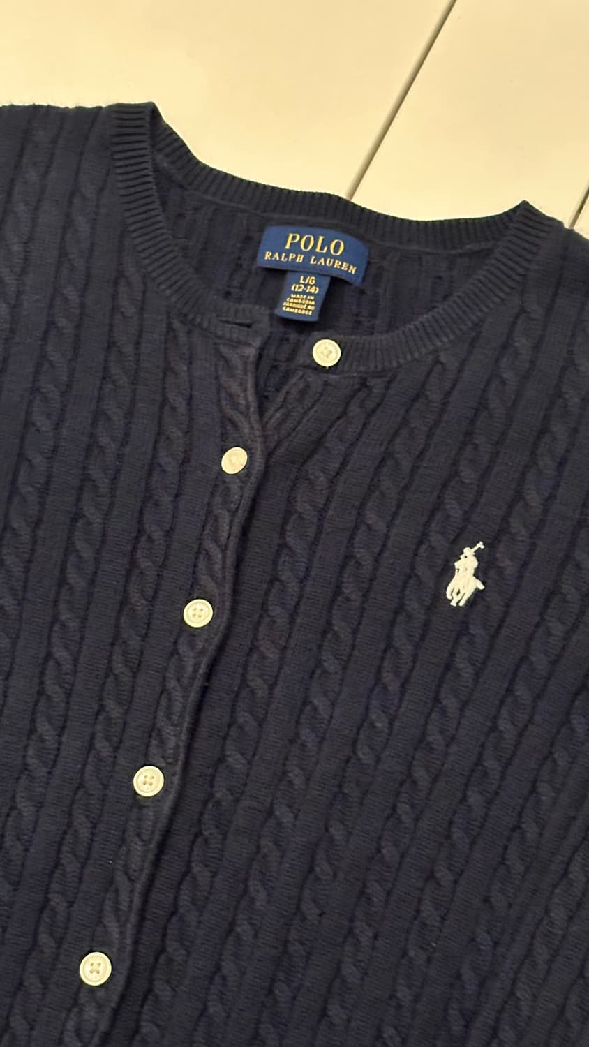 폴로 랄프로렌 걸즈 꽈베기 가디건 네이비 L  상품이미지2