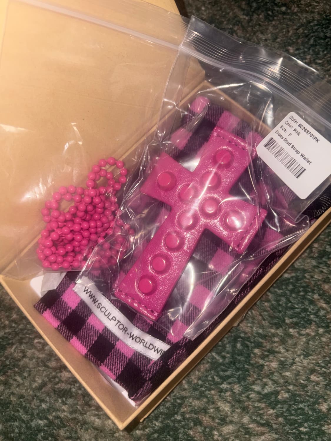 스컬프터  Cross Stud Strap Wallet 핑크 상품이미지2