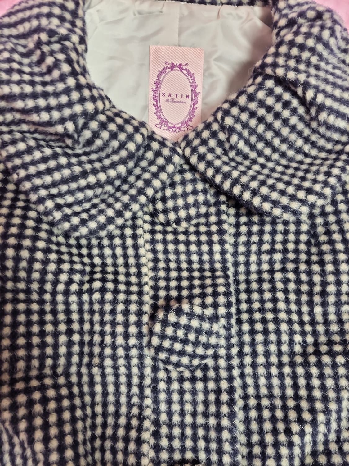 급처상태좋음!SATIN 샤틴 디올느낌 리본 알파카 자켓 코트 레니본st 상품이미지3