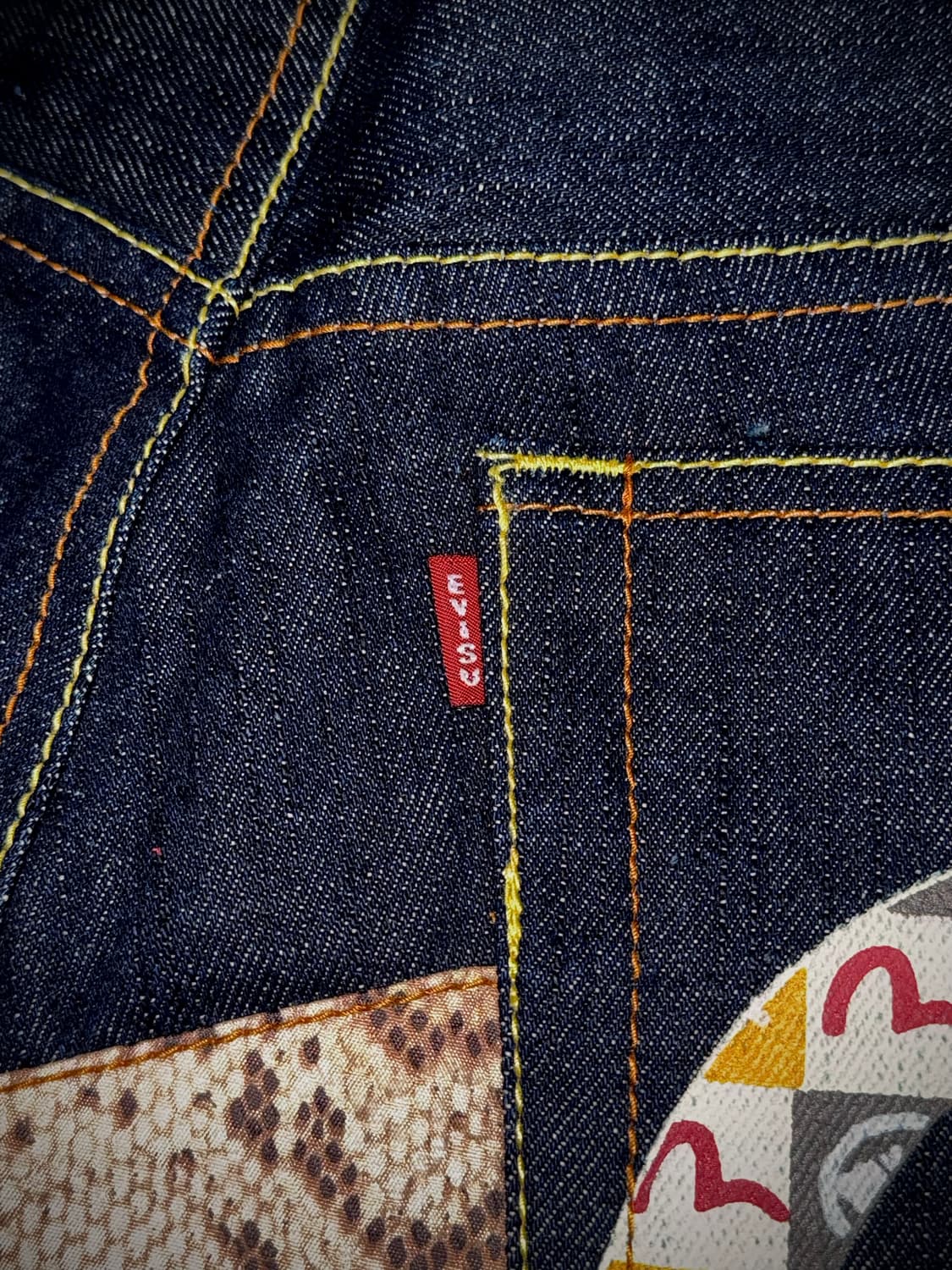 에비수 No.2 뱀피 다이코쿠 호랑이 자수 셀비지 36 (상태 최상) 상품이미지4