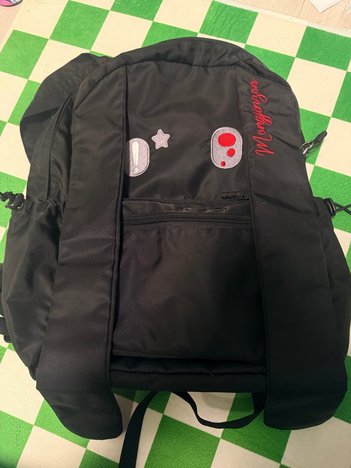 몽진존 검정색 눈병 걸린 토끼 귀 백팩 일본 서브컬쳐 가방 상품이미지2