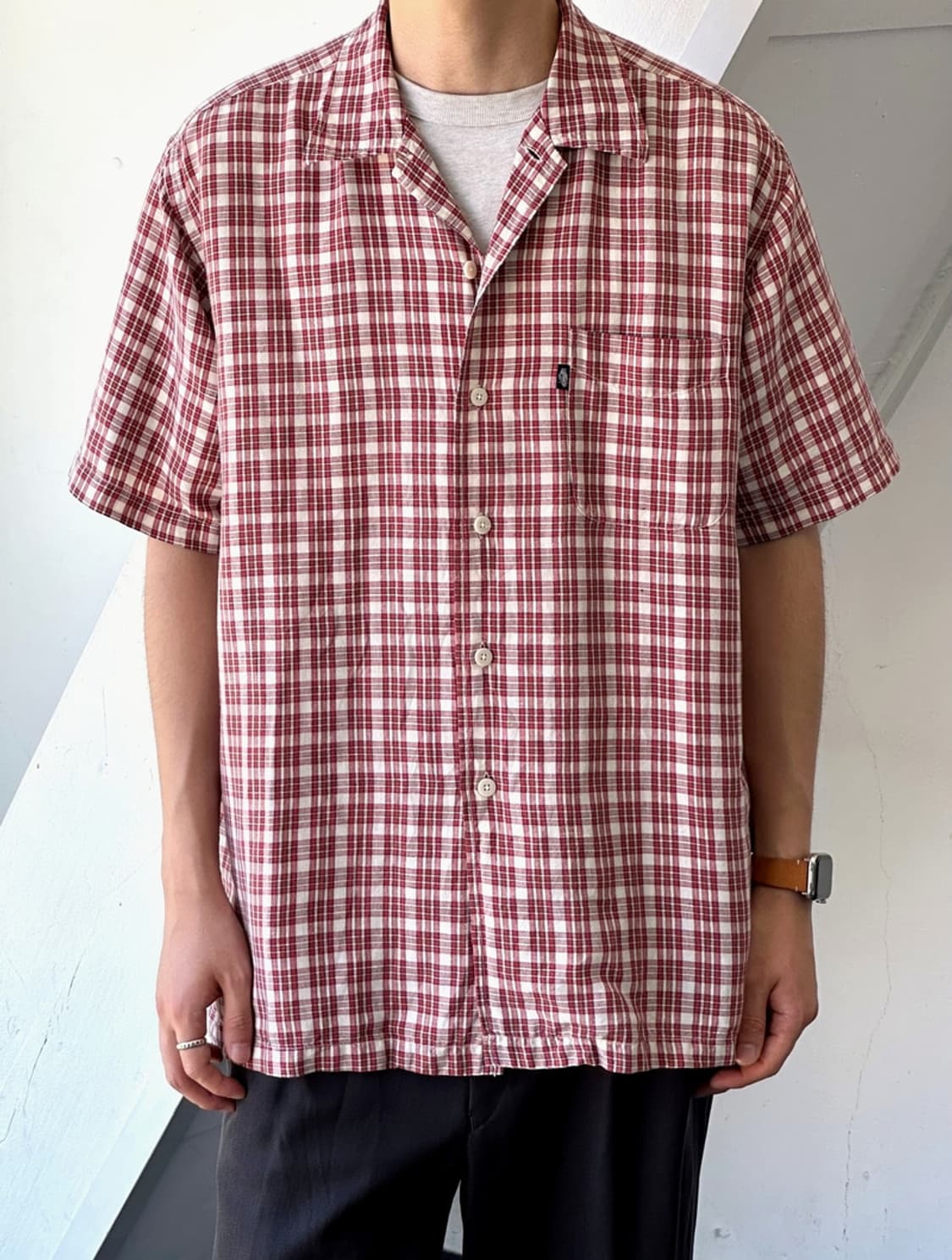 Natural cotton linen open collar shirt 상품이미지9