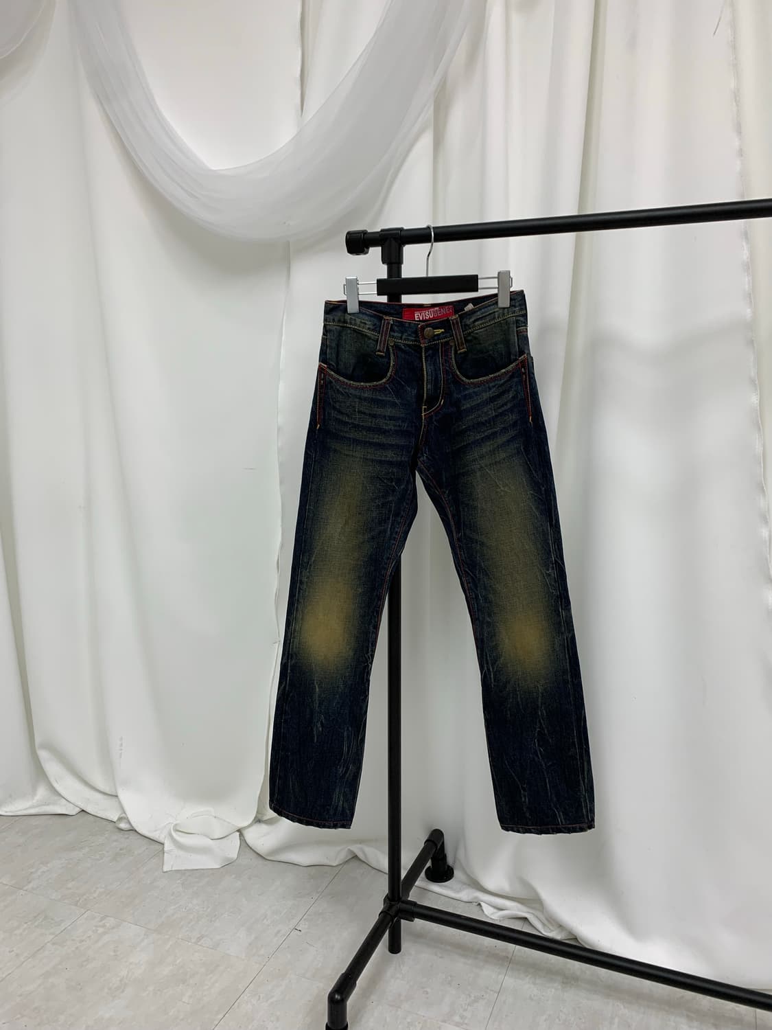 에비수 레드스티치 옐로우 워싱진 상품이미지2