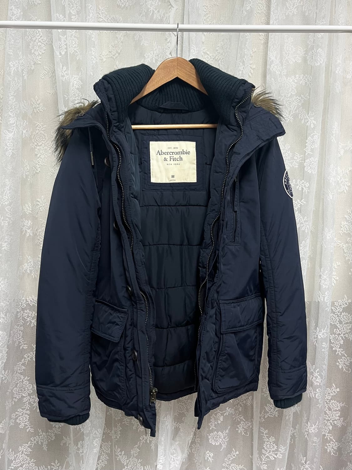 M) 아베크롬비 빈티지 파카 패딩 점퍼 네이비 상품이미지4