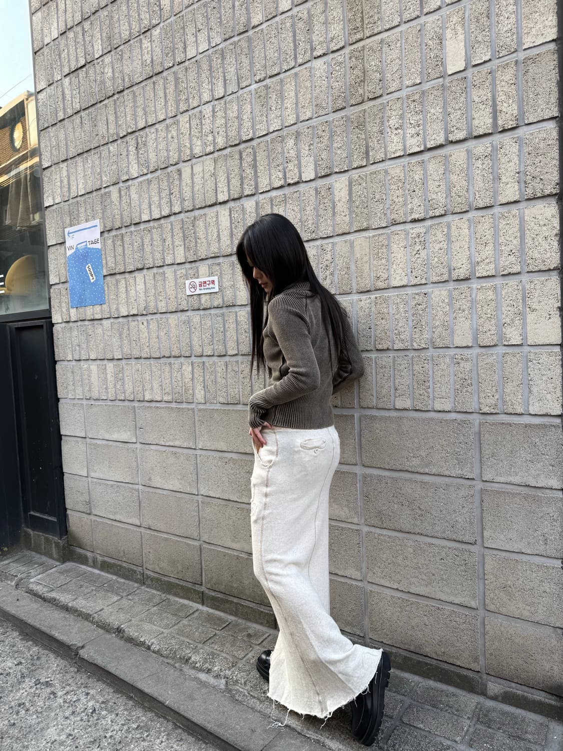 GOA 그런지 하이웨스트 롱 스커트 상품이미지7