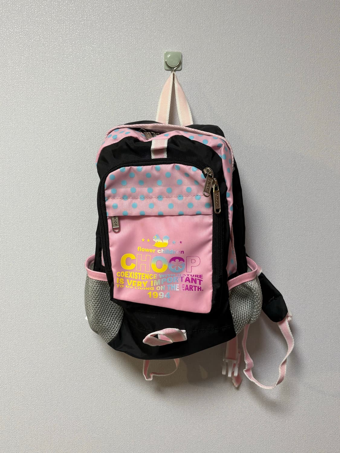 choop 일본 고전 빈티지 키즈백팩 도트 핑크 y2k 가방 체크 핀터깔 상품이미지2