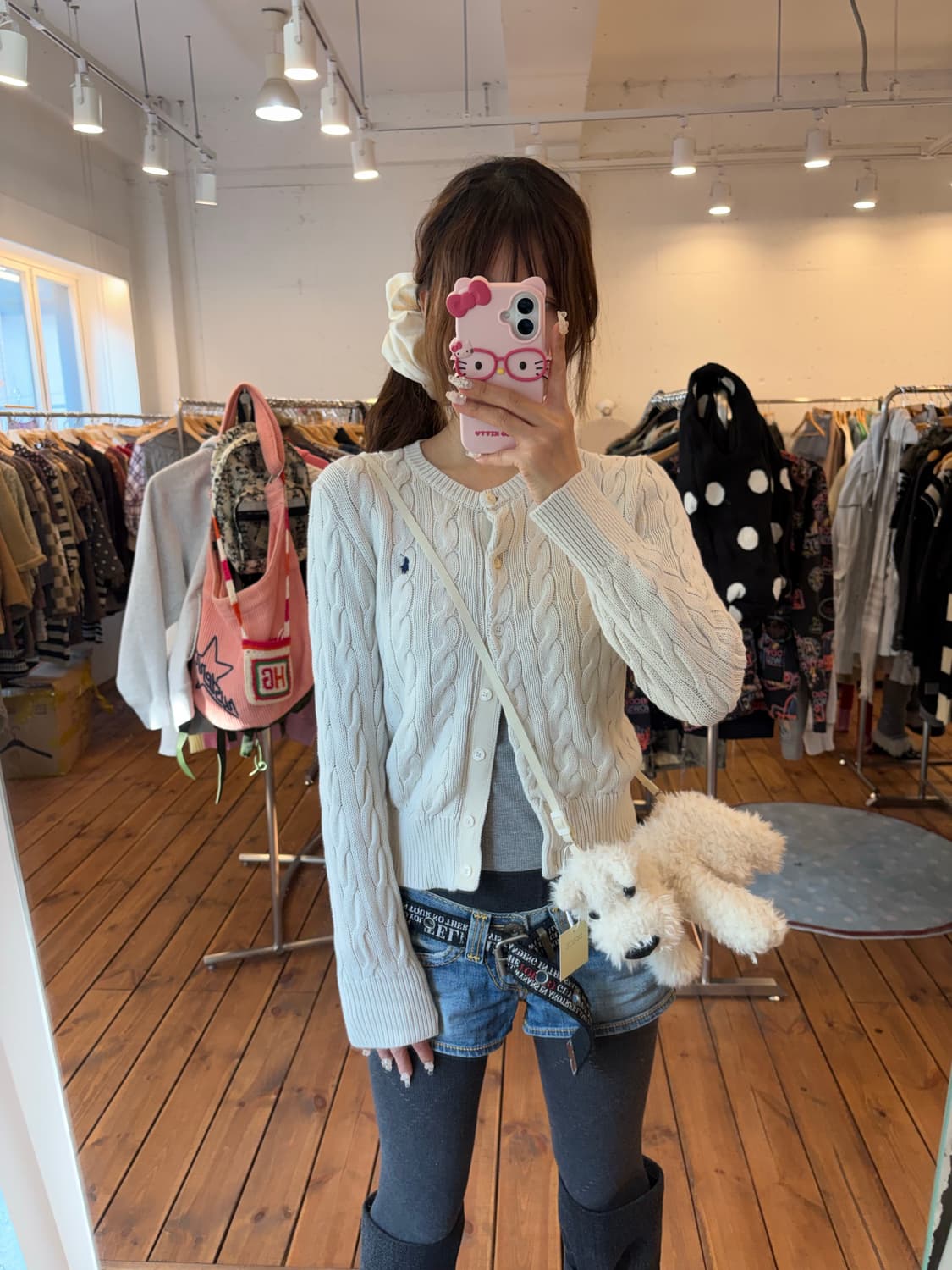 폴로 크림 꽈배기 가디건 상품이미지4