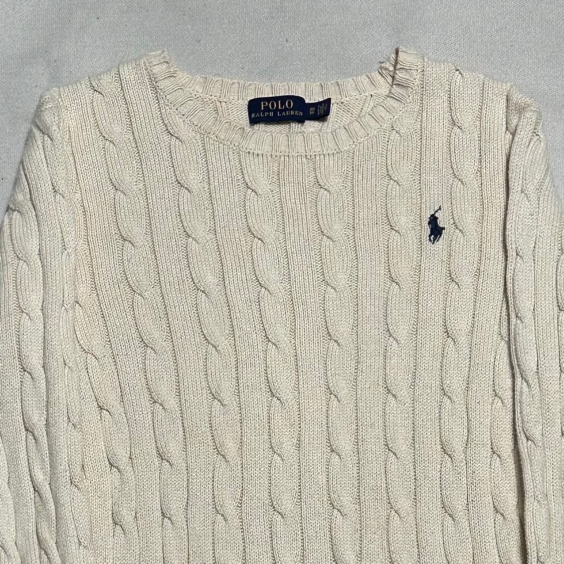 XS 폴로랄프로렌 네이비 포니 여성용 아이보리 케이블 니트  상품이미지1