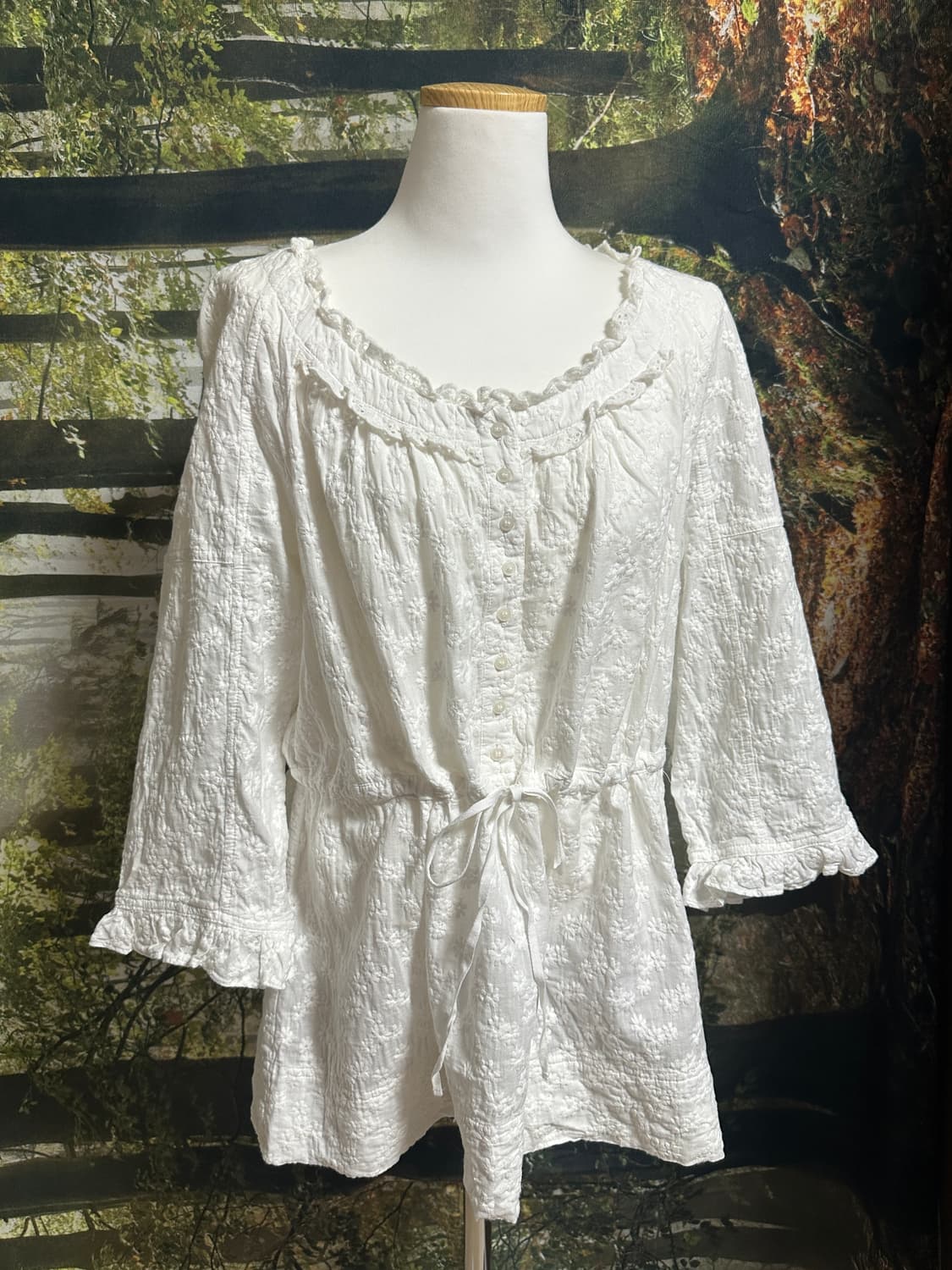 빈티지 꽃자수 화이트 레이스 블라우스 모리 모리걸 아오이유우 상품이미지5