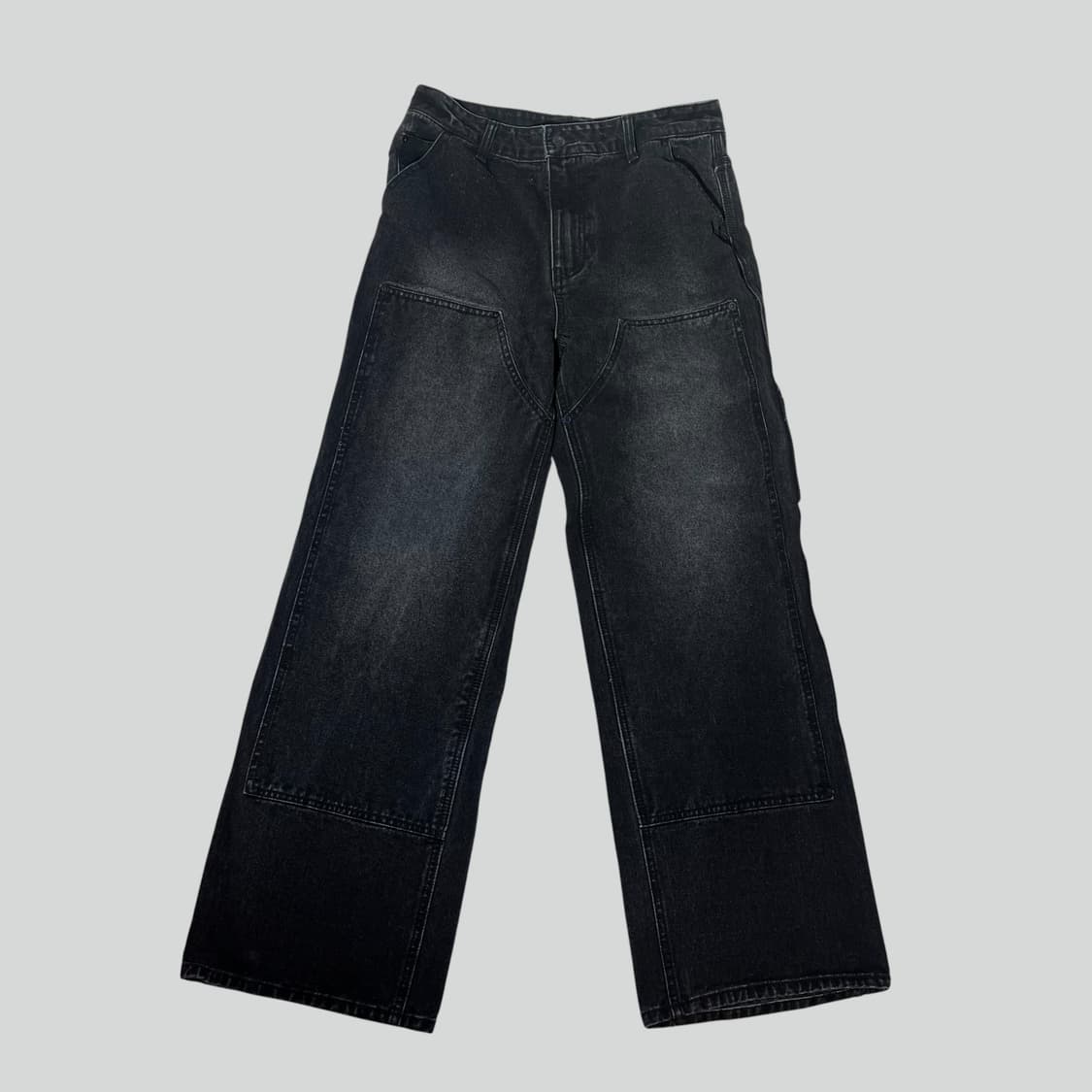 [XL]PIECE WORKER 피스워커 블랙 더블니 카펜터 데님 팬츠 상품이미지1