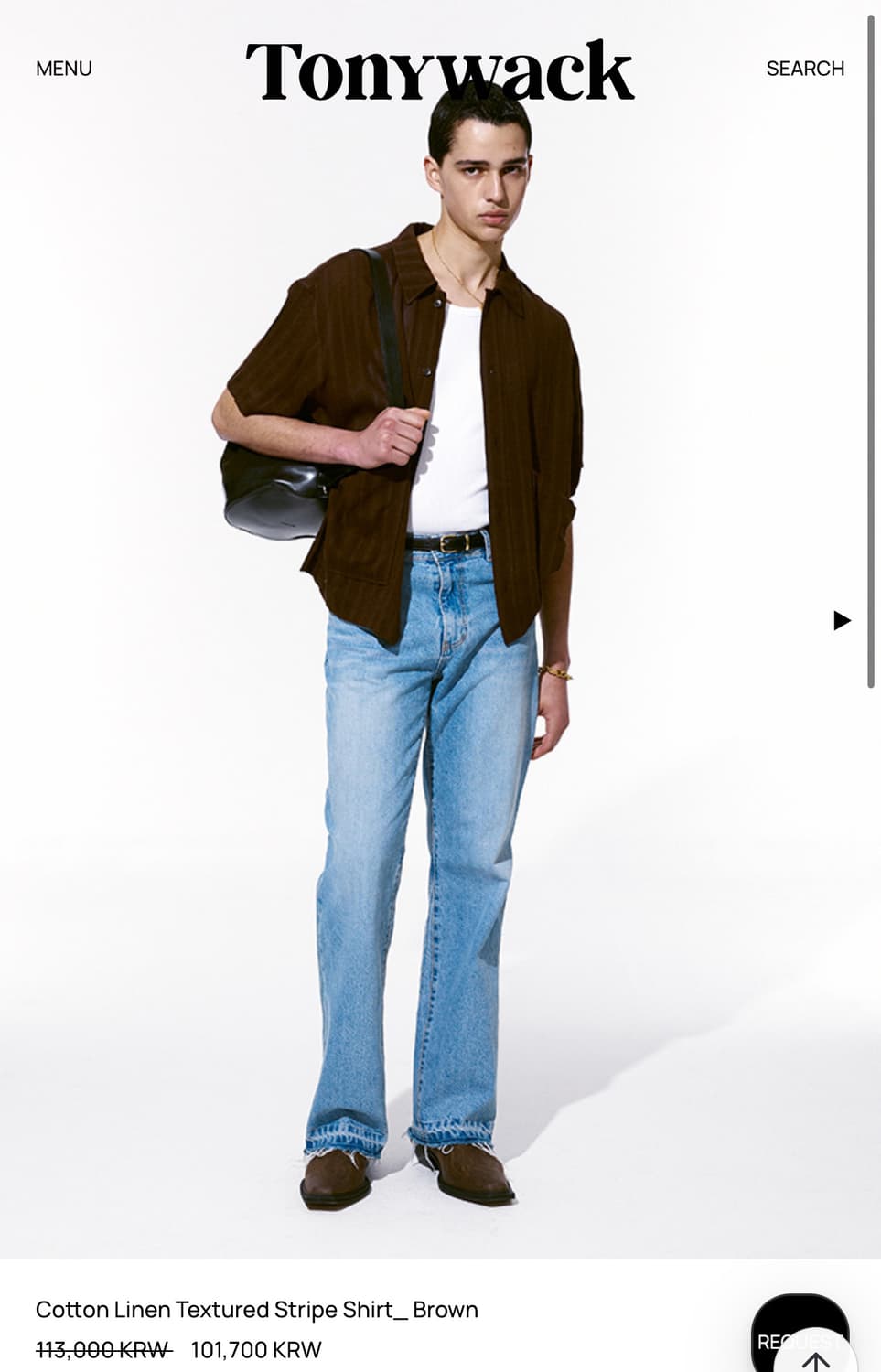 Cotton Linen Textured Stripe Shirt_ Brow 상품이미지1