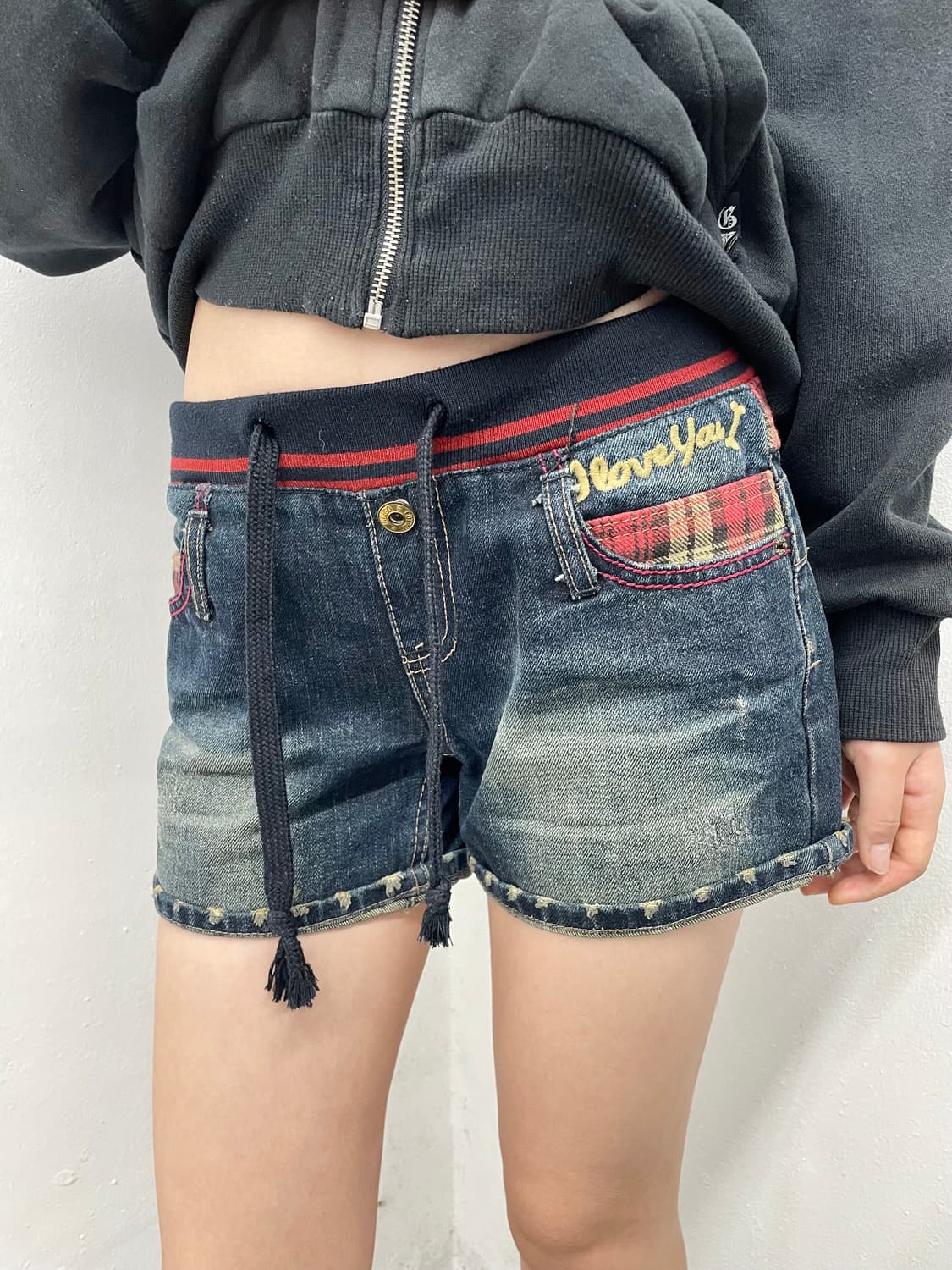 진청 워싱 패치 숏츠 상품이미지1