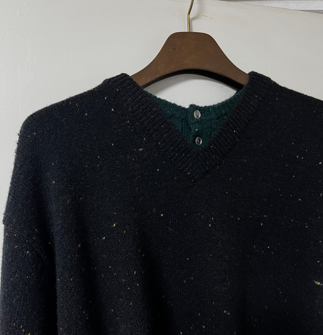 웨이비니스 헨리 오버 브이넥 니트 블랙그린 2 상품이미지7