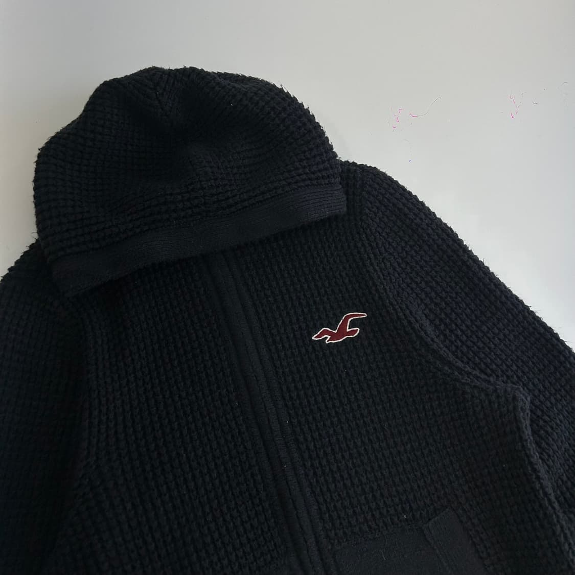 Hollister 홀리스터 딥 네이비 니트 후드집업 상품이미지4