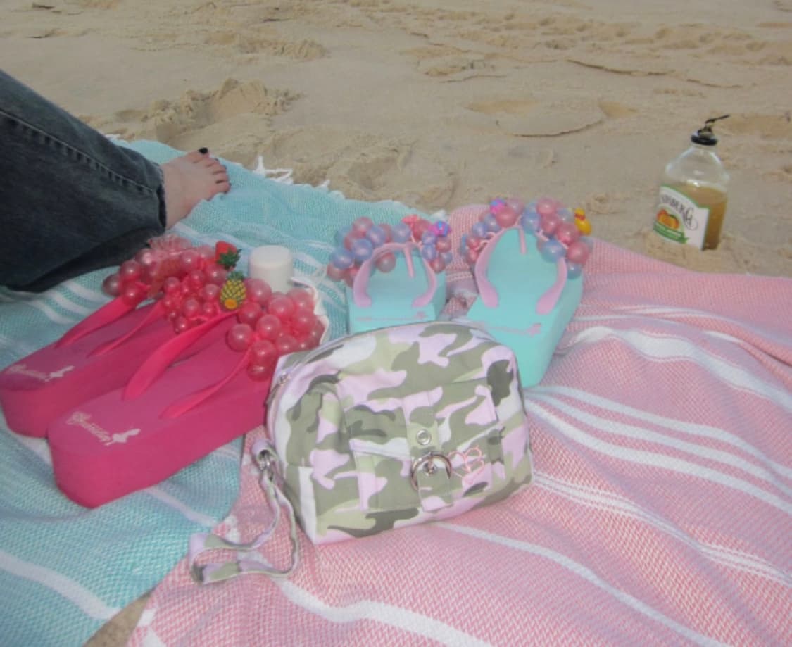 크리블 핑크 카모 포켓 파우치 상품이미지2