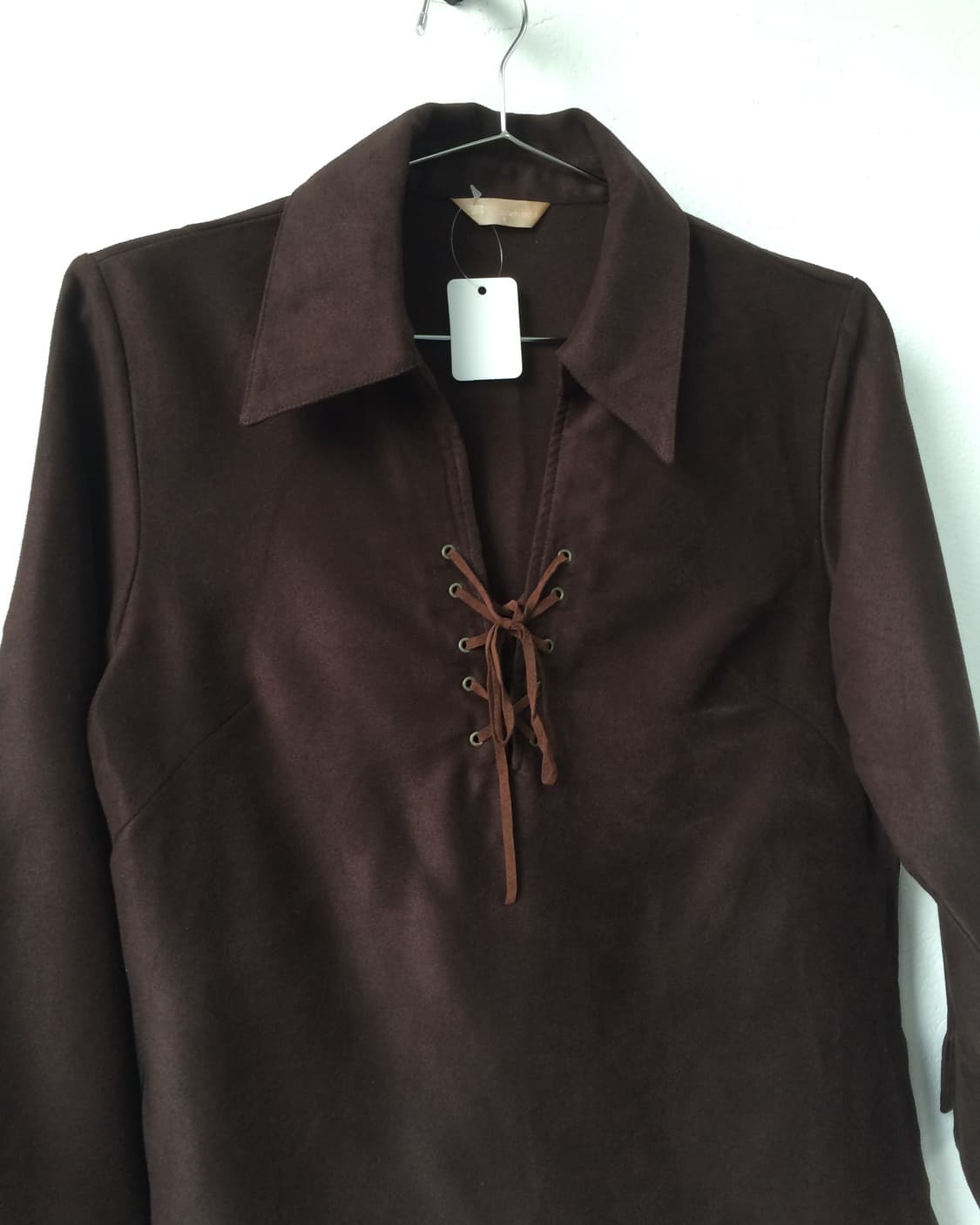 Lace up fake suede fringe top 상품이미지4