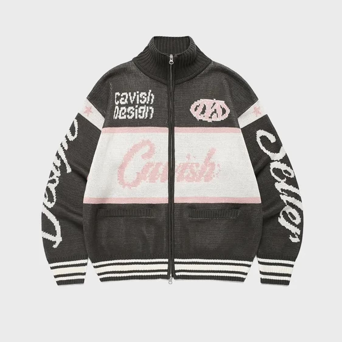 카비시 레이싱팀 니트 집업 차콜 상품이미지1