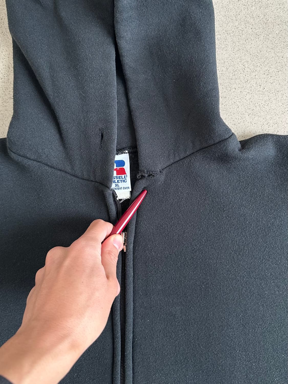 90s 빈티지 러셀 후드집업 블랙 XL 상품이미지5