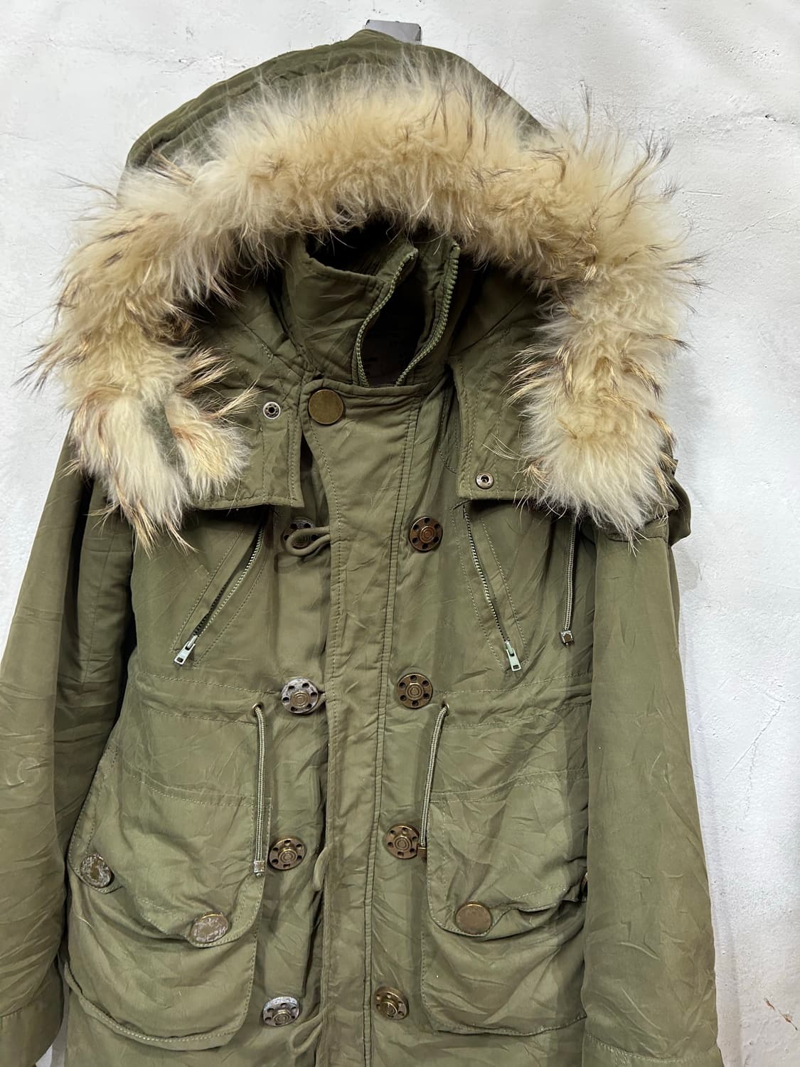 시슬리 y2k 울프죠 퍼 후드 자켓 S 상품이미지6