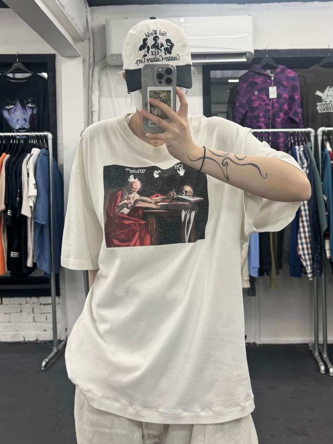 오프화이트 카라바조 에로우 티셔츠 상품이미지1