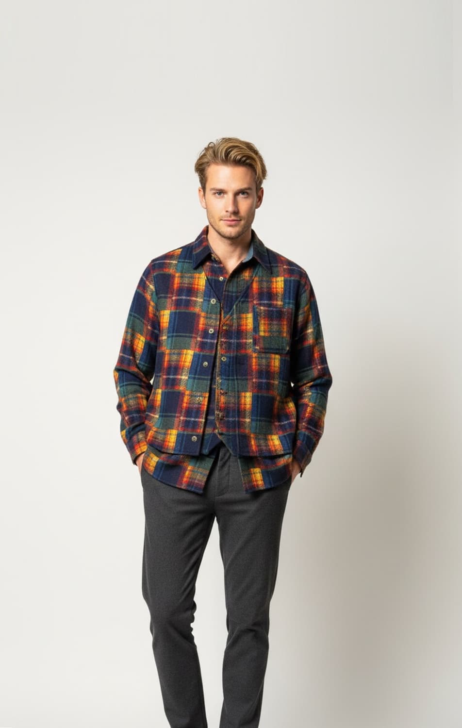 USPA 90's 빈티지 체크셔츠 자켓+ 퀼팅 베스트 조끼 95~100 상품이미지7