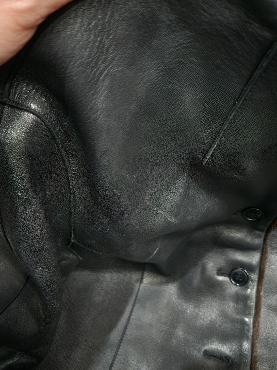 빈티지 모피 트리밍 쓰리버튼 슬림 양가죽 자켓 레더자켓 상품이미지6