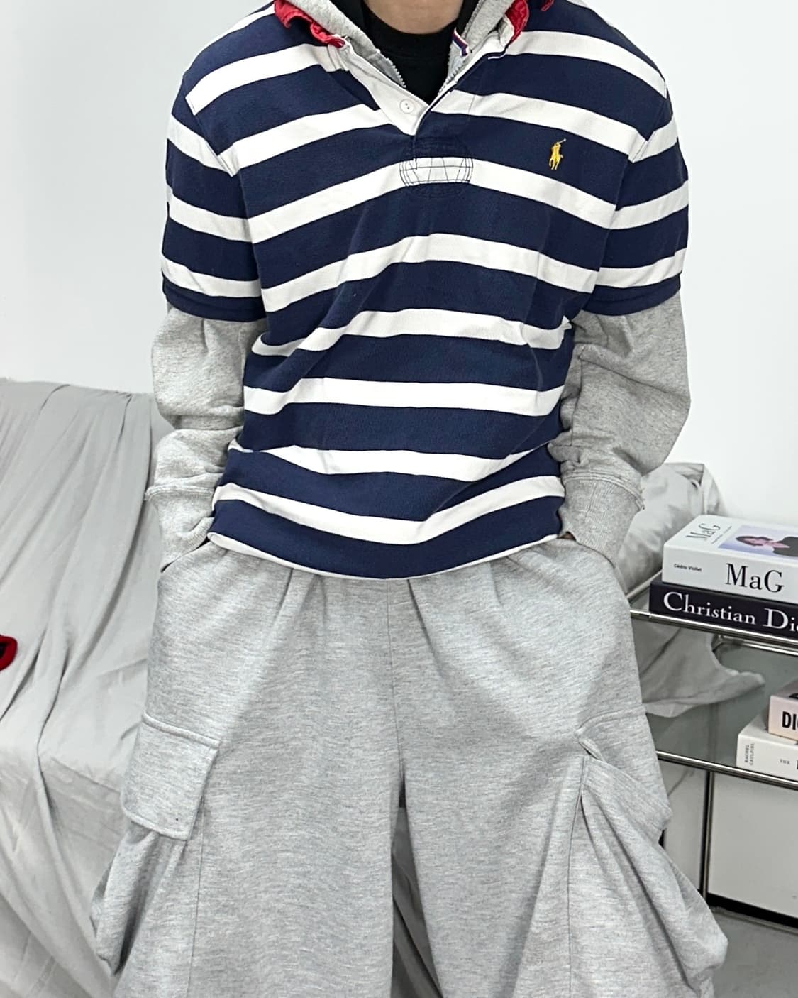 폴로 랄프로렌 화이트 네이비 스트라이프 pk XL 상품이미지1