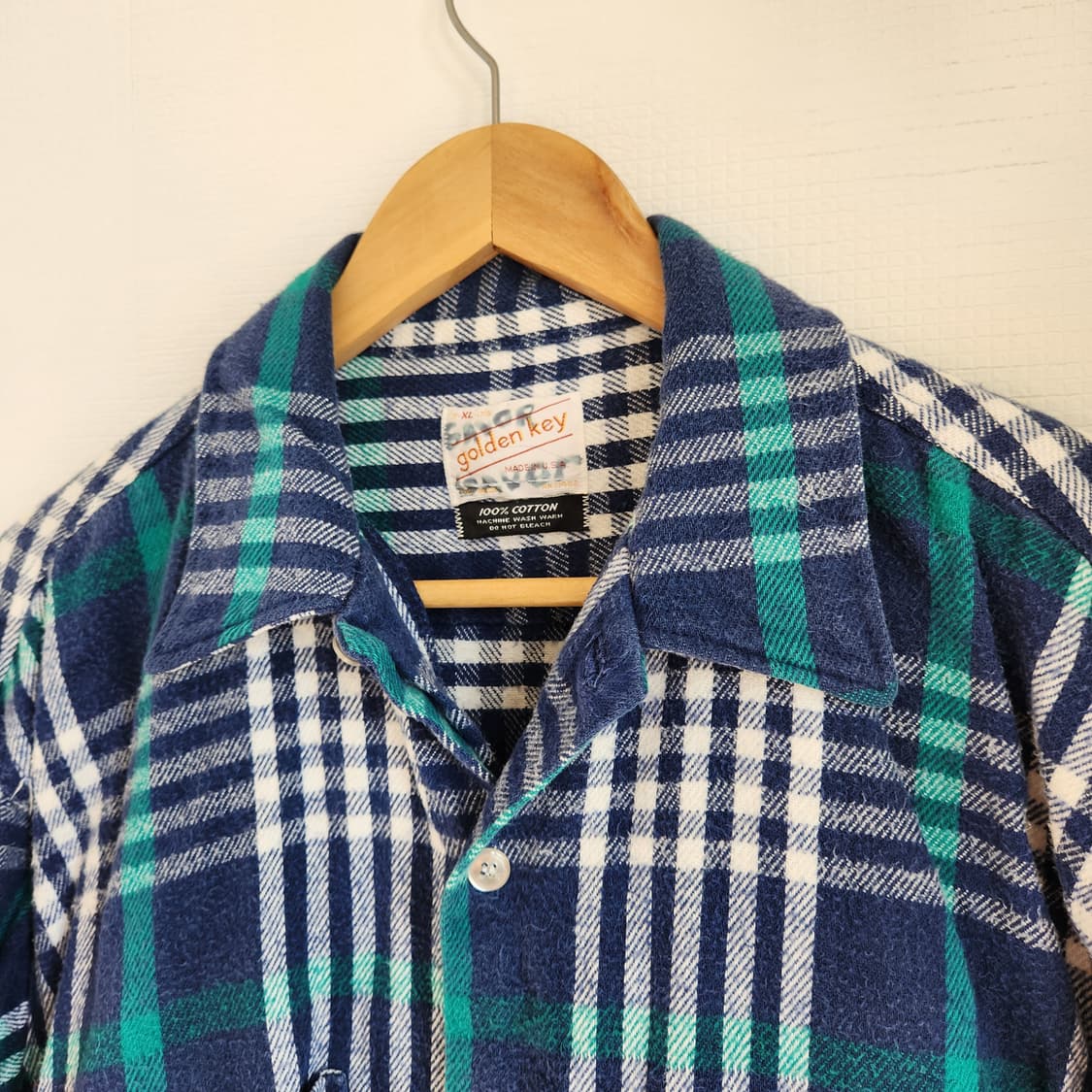 80s Golden key 헤비 플란넬 오픈카라 셔츠(USAmade) 상품이미지5