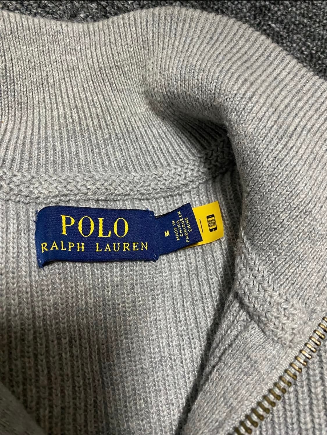 폴로 랄프로렌 최신형 QR택 그레이 스웻 니트 집업 가디건 M 상품이미지3