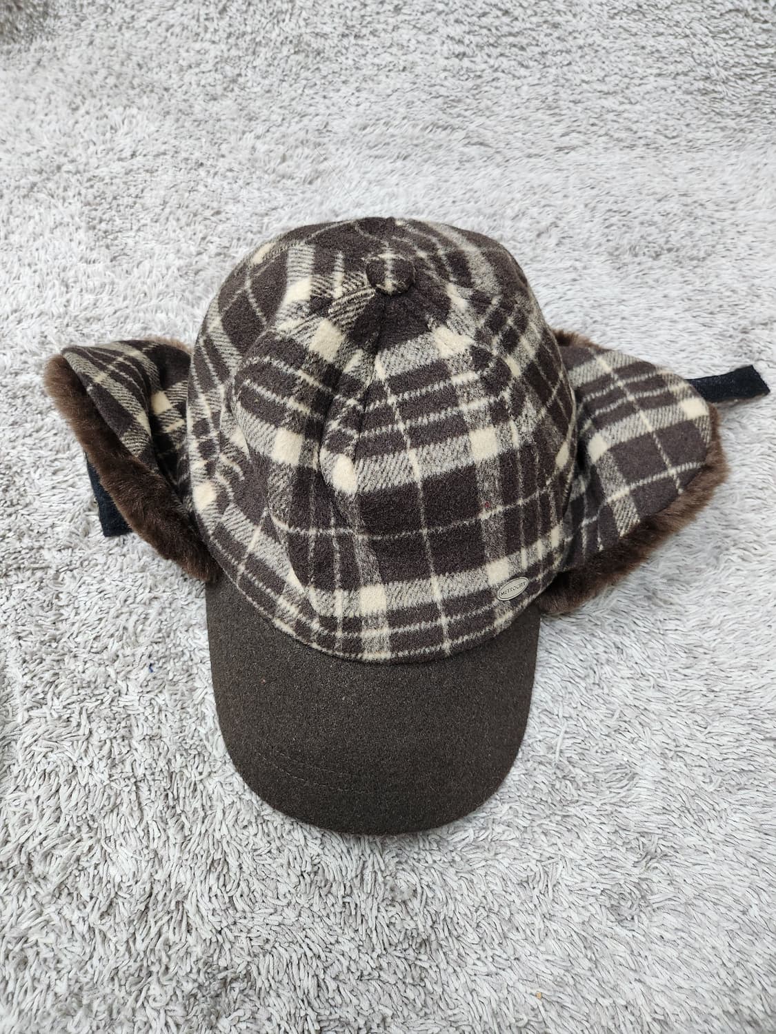 메트로시티 체크 귀달이 모자 새제품급 상품이미지8