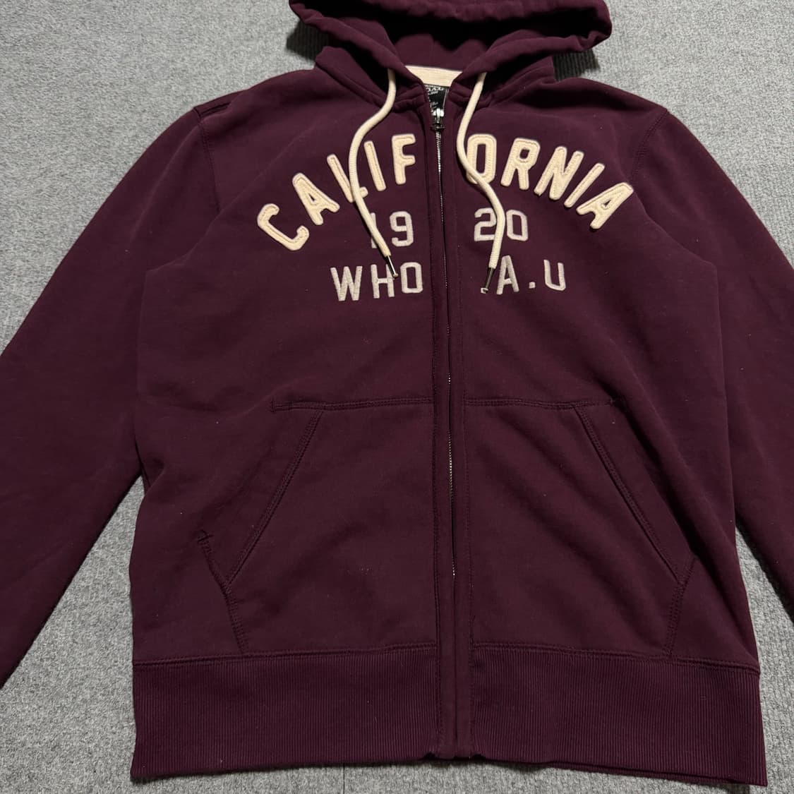 후아유 버건디 후드집업 L 상품이미지2