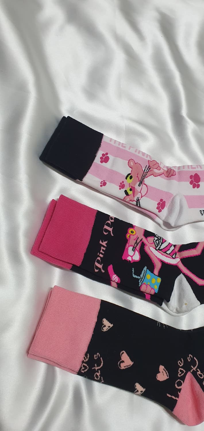 핑크 블랙 핑크 표범 고양이 하트 발자국 양말 상품이미지6