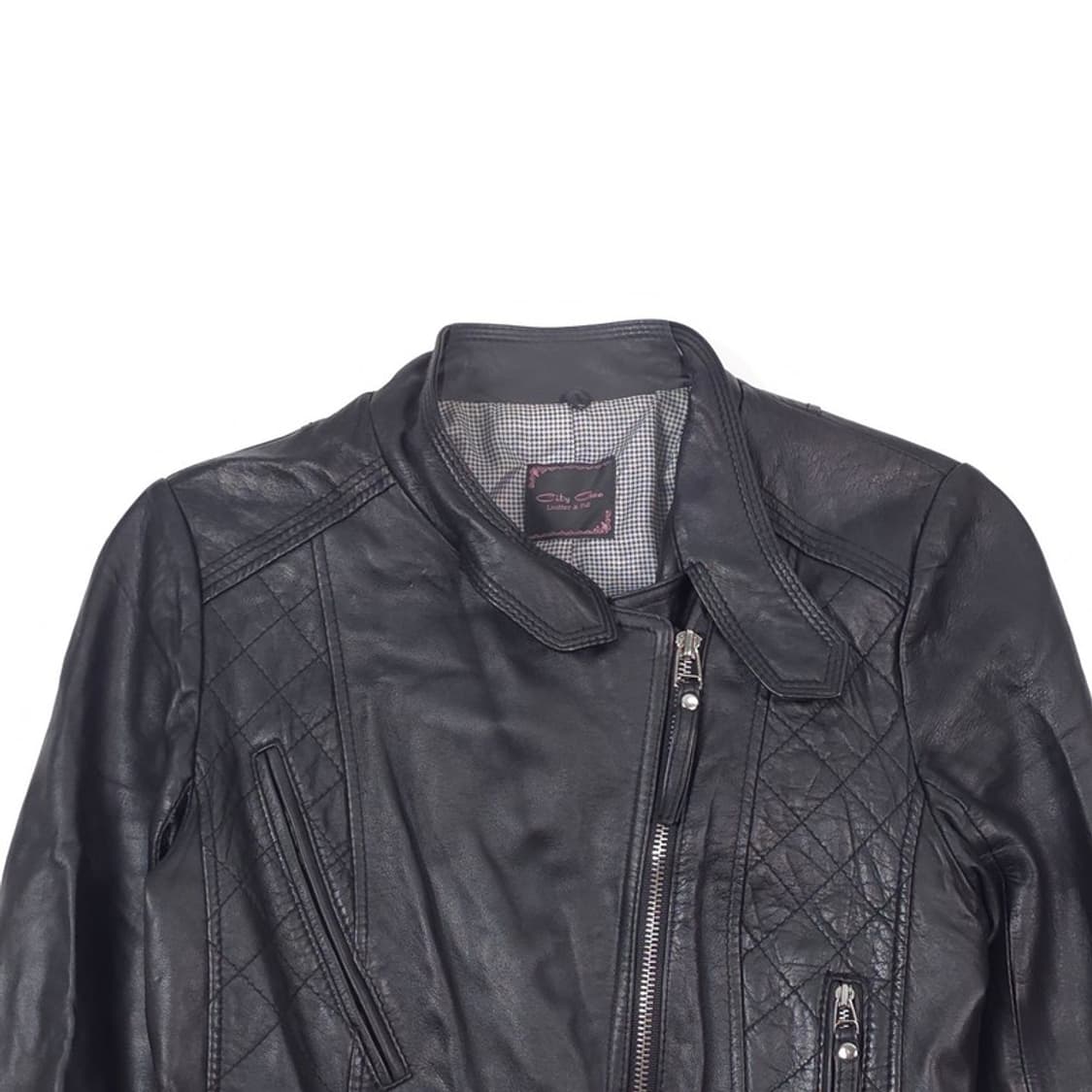 City Gee 천연 양가죽 퀼팅 라이더 자켓 66 상품이미지3