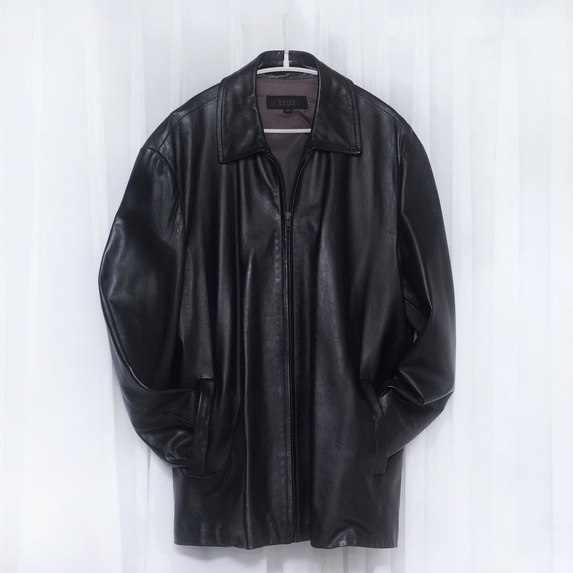 양가죽 램스킨 싱글 집업 블루종 오버 자켓 (105+) 상품이미지1