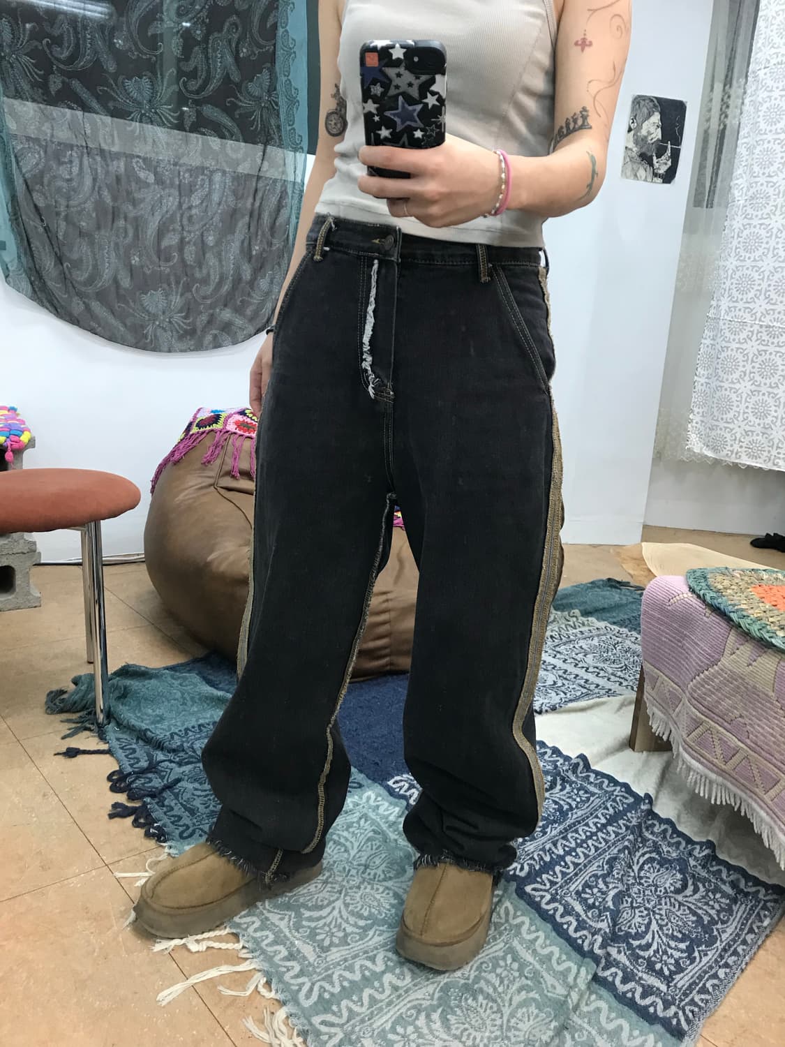 gateless 절개 디테일 흑청 데님팬츠 상품이미지2