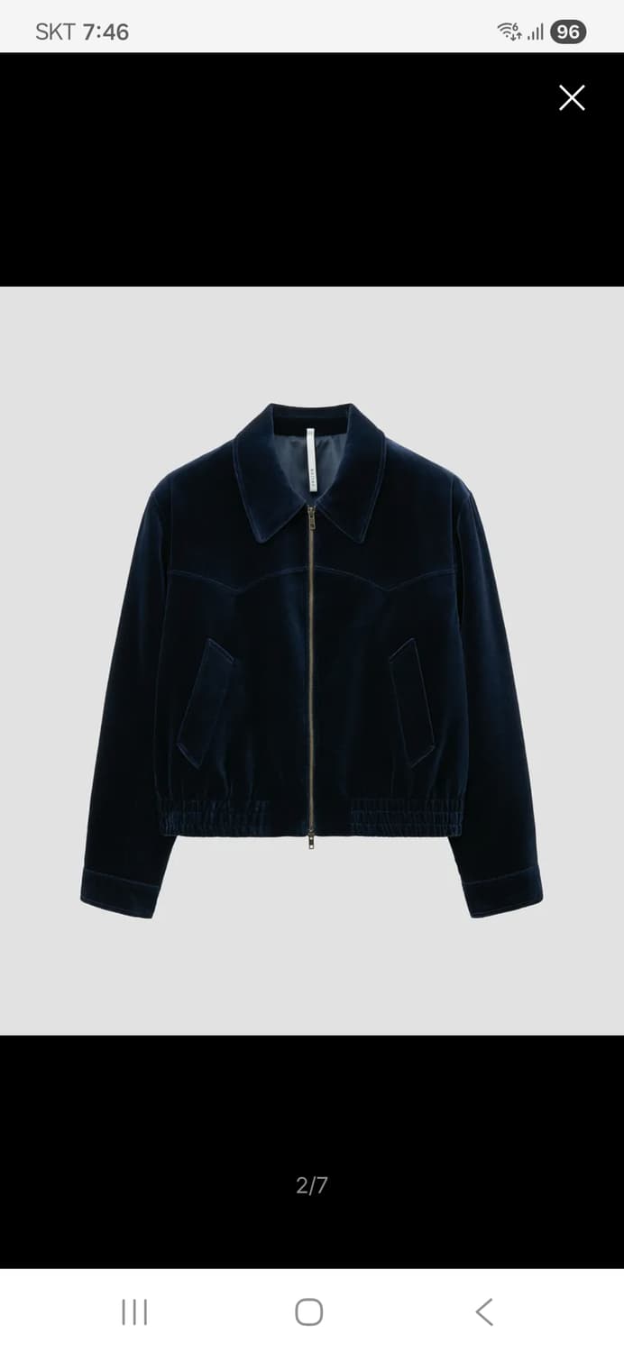 노이어  벨벳 웨스턴 크롭 블루종 (네이비) 상품이미지2