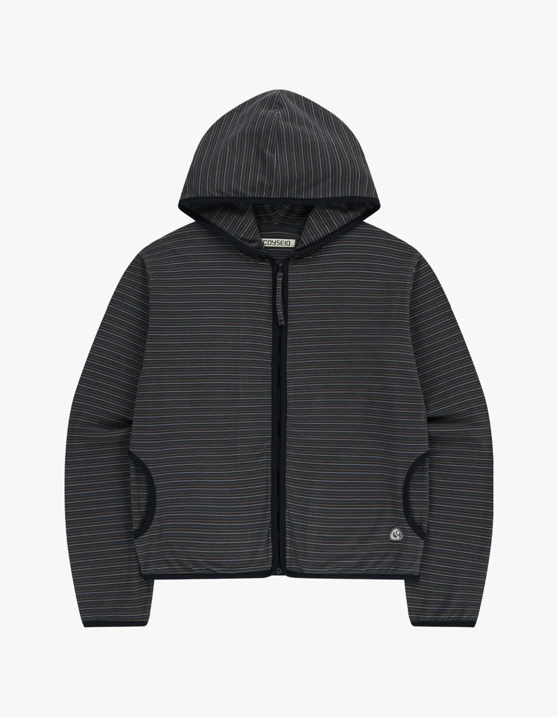 코이세이오 스트라이프 플리스 후드집업 차콜 상품이미지1