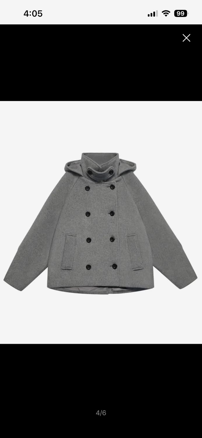 미레코 후디드 더블 하프 코트 그레이 새상품 상품이미지3