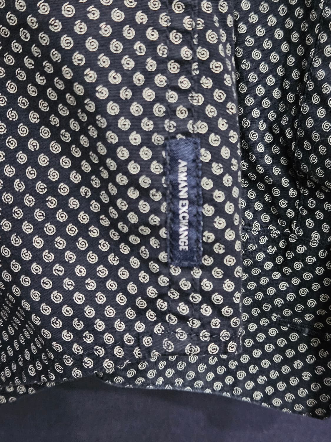 아르마니 익스체인지 멜란지 네이비 남성 슬림핏 100 긴팔셔츠  상품이미지8