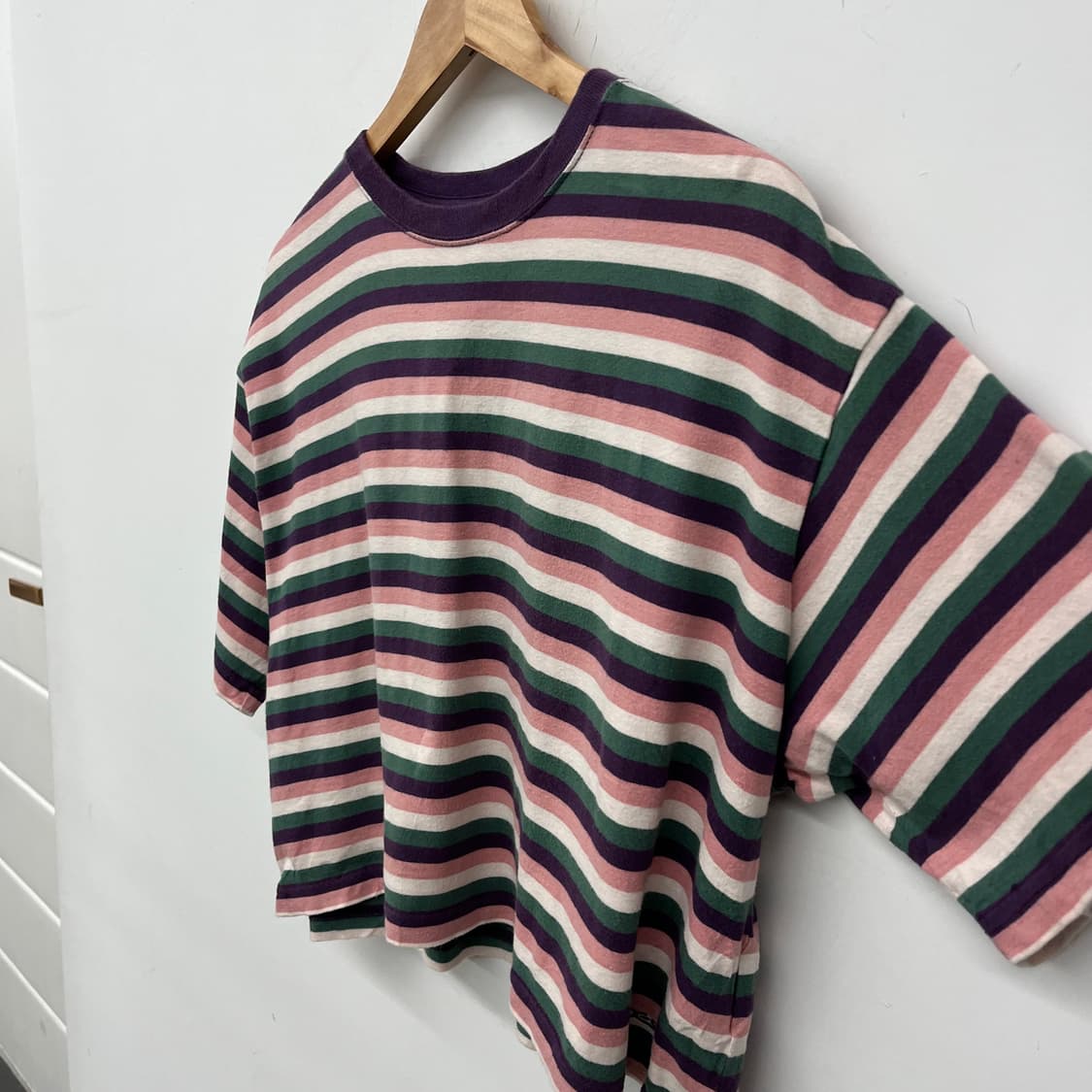 X-girl 단가라 반팔티 핑크/그린/퍼플 여성M 상품이미지2