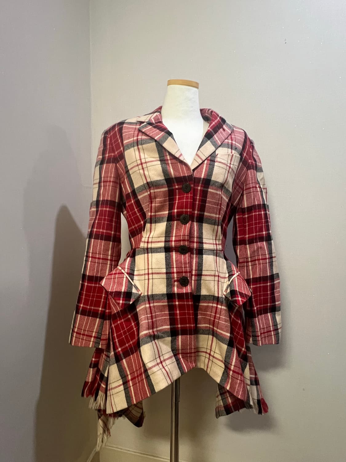 장폴고티에 빈티지 레어템 타탄 체크 술 디테일 자켓 S 상품이미지1