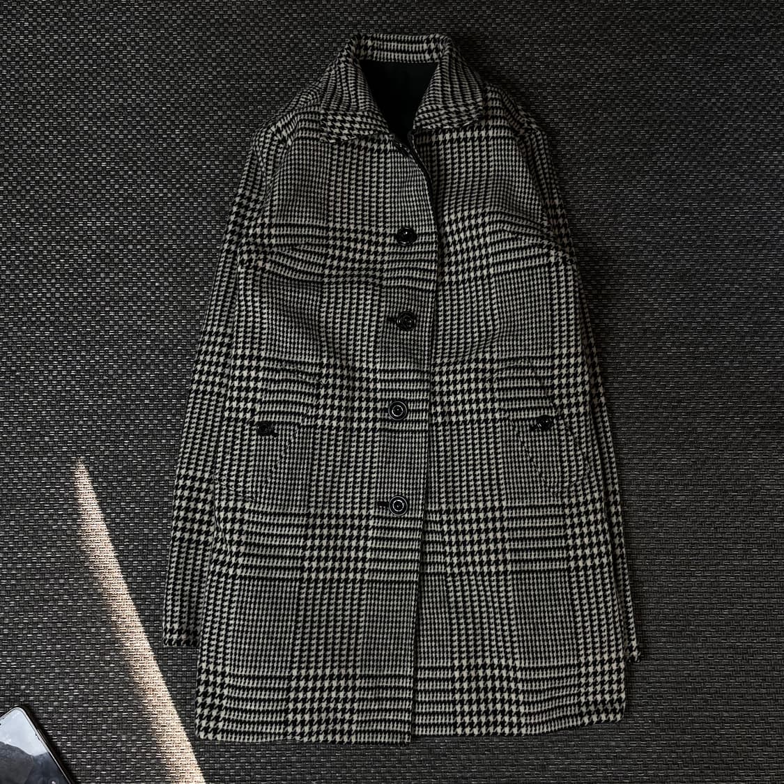 빈티지 블랙 패턴 리버시블 싱글 코트 상품이미지6