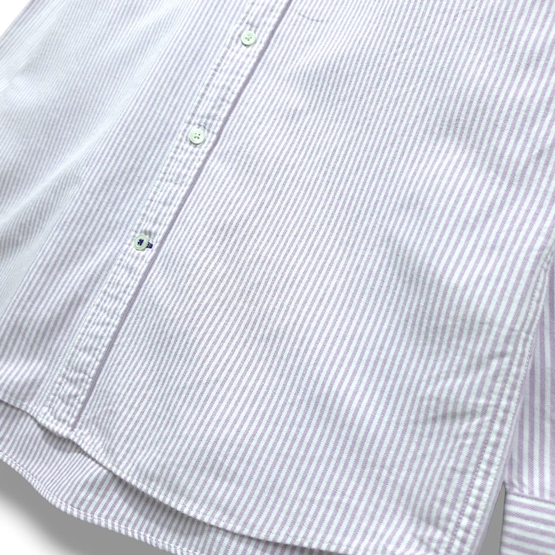 [100] 헤지스 핑크&화이트 스트라이프 버튼다운 코튼 긴팔셔츠 상품이미지5