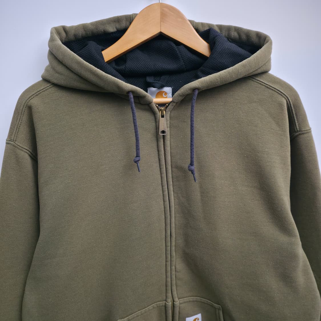 [L] 90's 칼하트 써멀 후드 집업 올리브 그린 상품이미지2