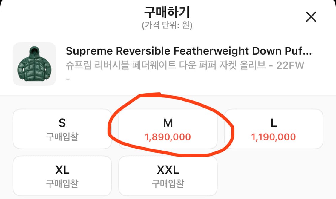 슈프림 리버시블 페더웨이트 다운 퍼퍼 자켓 올리브 - 22FW 상품이미지2