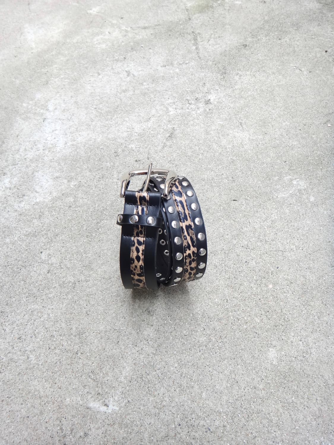 Leopard mix belt / black 상품이미지1