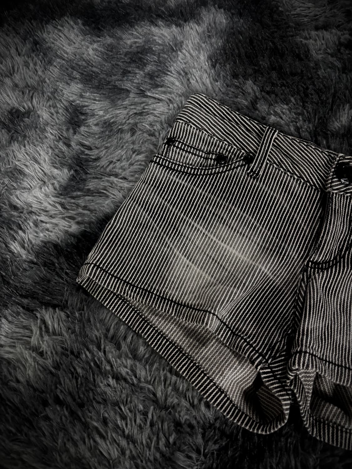 흑청 스트라이프 워싱 숏팬츠 상품이미지3